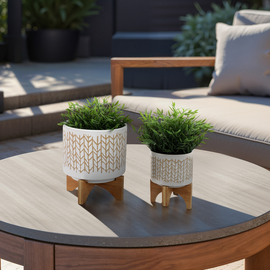 Coleworth Set Of 2 Ivory Planter 9 (In) - Image 7
